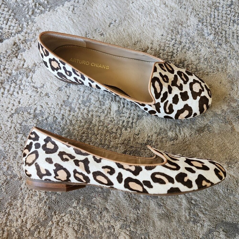 Arturo Chiang Women 7.5 Shoes Leopard Print Round Toe Loafers Flats Beatrixx